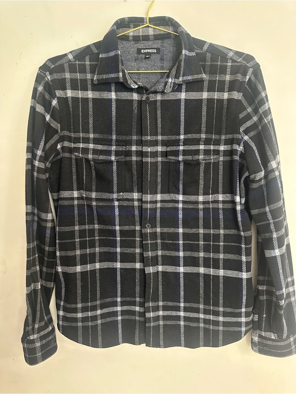 Express Black and White Plaid Button-Down Shirt